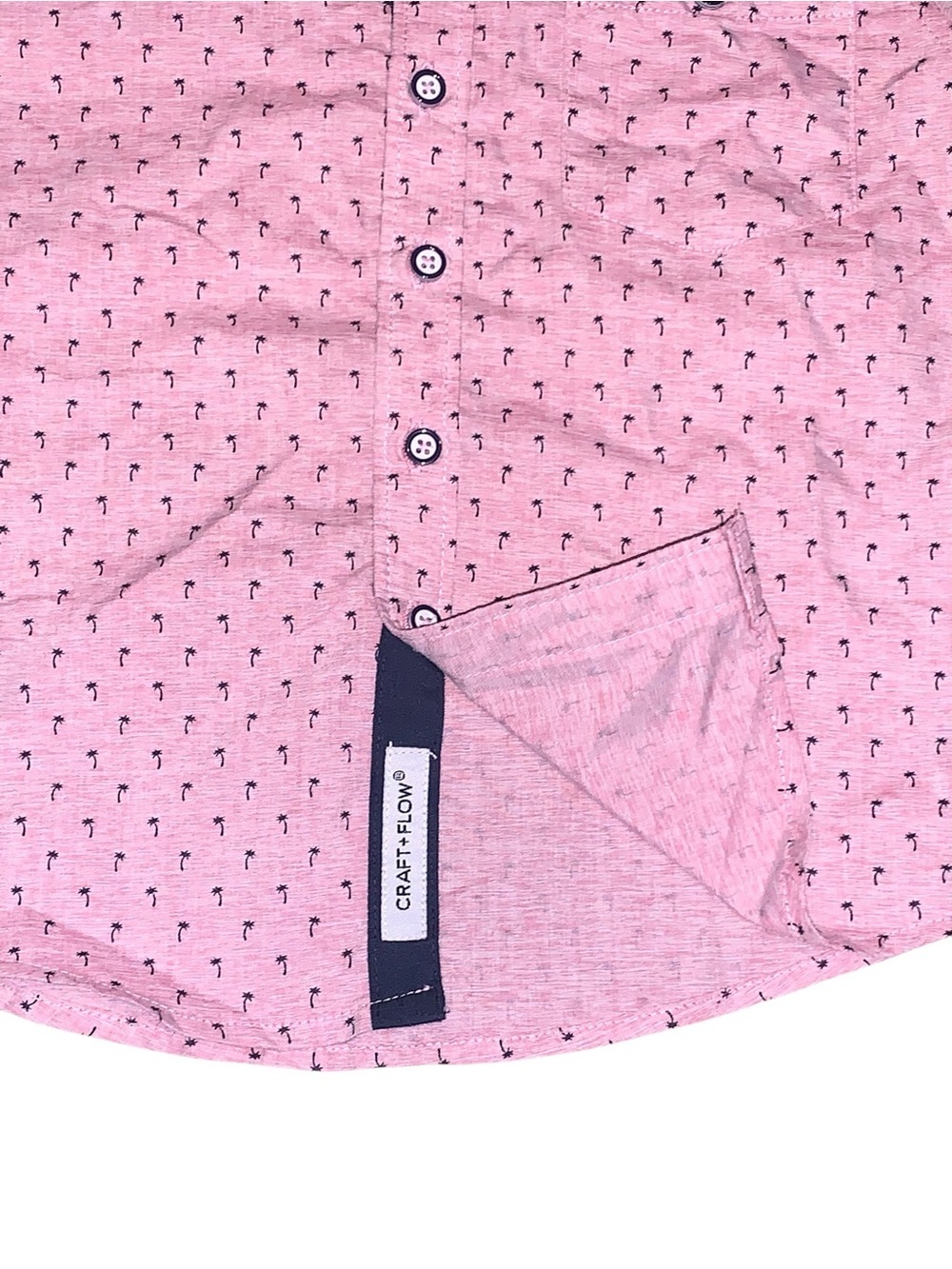Craft + Flow Voyage Boys Pink Palm Tree Button Down Shirt Size 4-5 Kids Summer - Picture 3 of 8